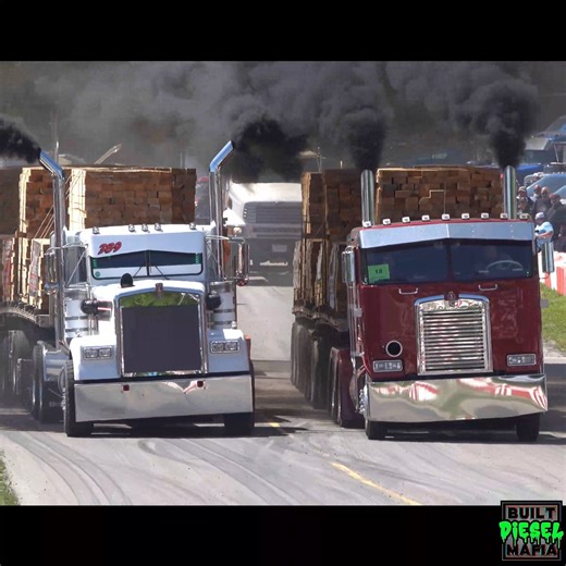 Kenworths battle it out uphill loaded semi drag racing at the Great Lakes Big Rig Challenge 2024 with 120k lbs in tow. #kdub #kenworth #bigrigracing #diesel | BUILT Diesel MAFIA
