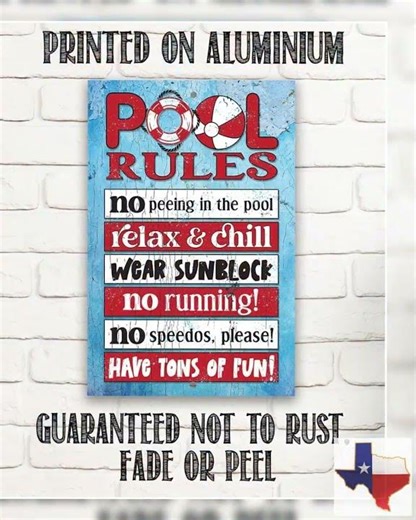 Pool Rules - Metal Sign