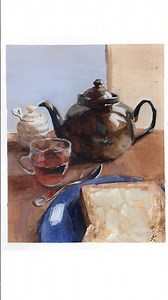 Painting demo - watercolour + gouache 🫖