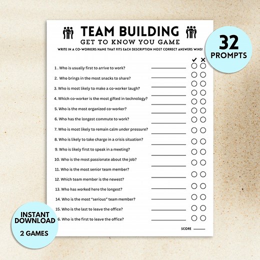 Team Building Get to Know You Game | Office Games | Coworker Games | Happy Hour Office Party Idea | Printable Team Building Activity - Etsy