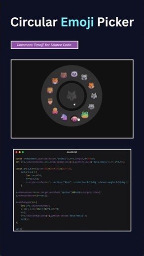 Circular Emoji Picker UI Animation 🤩 | HTML CSS JavaScript
