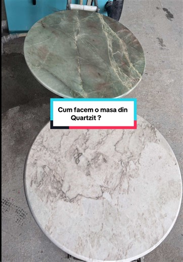 Producție de mese la comandă din piatră naturală în fabrica noastră. Am folosit lastre de Quartzite premium pentru a realiza picioarele cilindrice și blatul acestor mese de lux. Un material rezistent, ideal pentru proiecte de design interior unice. 🛑 Salvează postarea ca să vezi în clipul următor modelul complet asamblat. #mobilier #quartzite #quartz #table #marble