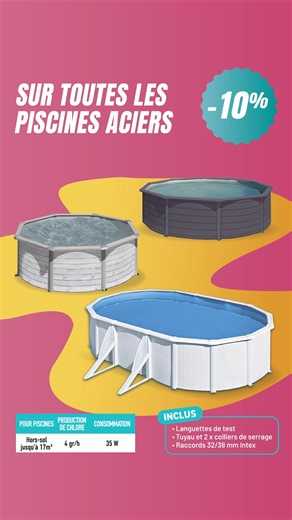 🔥 -10% sur toutes les piscines acier du 16 octobre au 15 novembre 2025 ! Qualité, robustesse et élégance pour votre jardin. Plusieurs modèles au choix : ovale, ronde, bois, gris ou blanc. Préparez votre été avec Cash Piscines ! | Cash Piscines - La Réunion