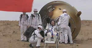 Shenzhou-19 astronaut Wang Haoze comes out of return capsule