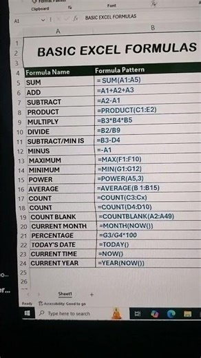 Basic Excel formulas | #shortvideo #shorts #exceltips #excel #feed #vairalvideo #tranding #fb