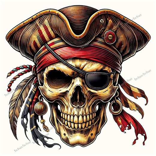 Pirate Skull Fabric Panel, Quilt Sewing Square, Multiple Sizes, fc10h