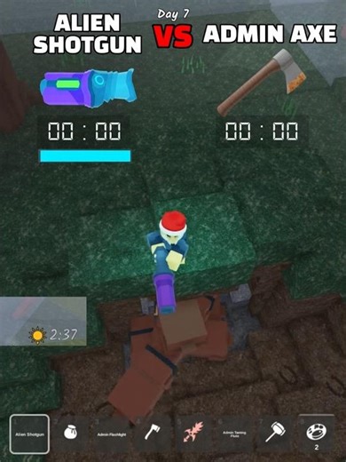 Alien shotgun vs admin axe (saving koala kid) #99nightintheforest #roblox