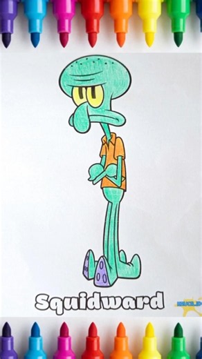 How to Color Squidward with Colored Pencils | Easy Coloring for Kids #coloring
