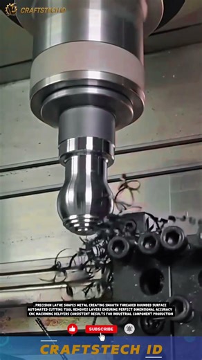 Precision CNC Lathe Shapes Perfect Threaded Metal Surface #machine