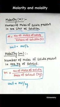 molarity and molality l chemistry l #shorts #shortvideo