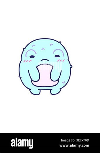 horizontally vibrating animation of cartoon of a sad little toad