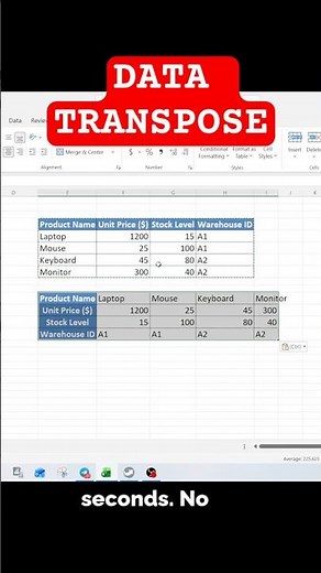 Don't Retype Your Excel Data! ⚡ | Transpose Excel Data #shorts