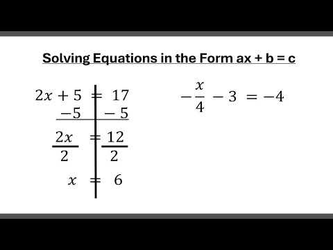 Solving Equations ax + b = c