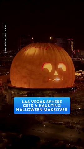 Las Vegas Sphere transforms into a massive glowing jack-o-lantern