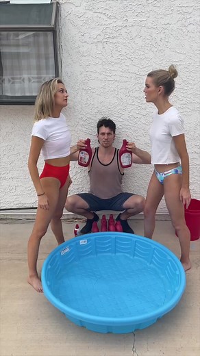 We filled a kitty pool up with syrup and whipped cream! Full video is on my page | MC Has Fun