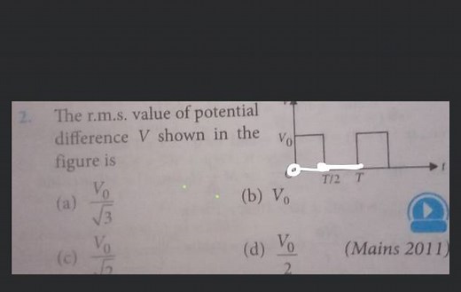 The r.m.s. value of potential difference V shown in the figure ... | Filo