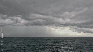 Dark with Dramatic blue sky and dark as Dramatic blue sea color and dark storm raining cloud background