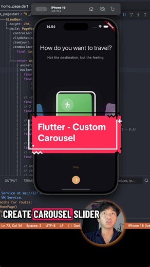 🚀 Flutter Custom Carousel Building a custom carousel in Flutter? 👉 Turns out, it’s super easy! Using custom widgets gives you more UI flexibility and smoother performance ⚡ Perfect for Flutter developers who want a unique mobile app experience. #coding #flutter #programmer