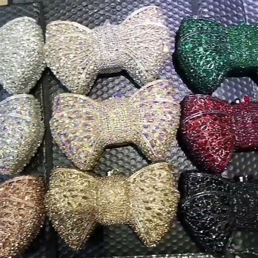 Bow Crystal Clutch Rhinestone Bridal Purse Evening Bag