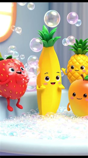 “Cute Fruits Taking a Bubble Bath 🛁🍓✨ | Adorable 3D Animation Short”
