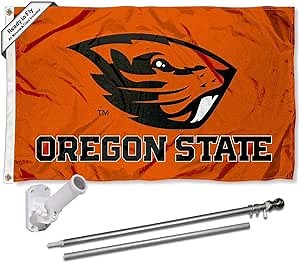 College Flags & Banners Co. Oregon State University Beavers Flag and Pole Bracket Mount Bundle