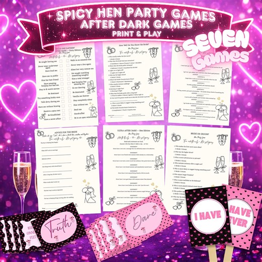 Dirty Party Games for Bachelorette | Spicy Hen Night Games Bundle | Printable Fun Games | Truth or Dare Game | Never Have I Ever - Etsy