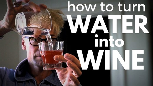 Performer turns water into wine with crazy party magic