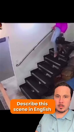 Daniel Cordoba - Fluency Identity Method on Instagram: "Vocabulary definitions 👇 PITCH FORWARD – to suddenly fall or move forward uncontrollably “She pitches forward as her heel gets stuck in the stair opening.” Spanish: inclinarse / caer hacia adelante MID-FALL – while something or someone is still in the process of falling “He catches her mid-fall, just before she hits the steps.” Spanish: a mitad de la caída / mientras caía STEADY HER – to support or hold someone so they don’t fall or lose b