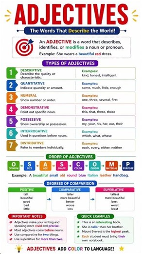 Adjectives in English Grammar: Types, Rules and Examples Guide