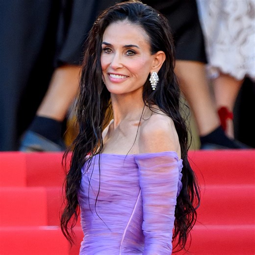 Demi Moore Unveils Showstopping Purple Gown on Cannes Red Carpet