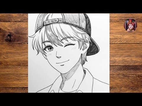 Drawing Anime Boy with Baseball cap 🧢 Step by step
