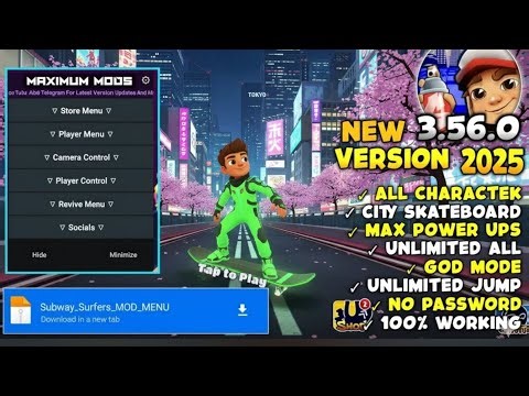 Subway Surfers MOD MENU v3.56.0 | Latest Version Terbaru | Unlimited Money, Key, Coins | All Unlock