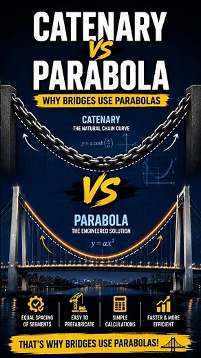 🤯 The Hidden Difference Between Catenary & Parabola #short #shorts #youtubeshorts
