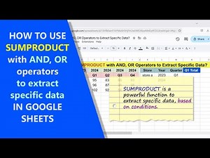 Google Sheets | SUMPRODUCT | Function | With AND, OR | Example | Spreadsheet | Tutorial