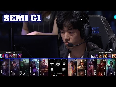 T1 vs TES - Game 1 | Semi Final LoL Worlds 2025 | T1 vs Top Esports G1 full