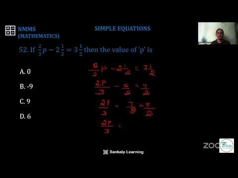 NMMS Mathematics Simple equations MCQ 52