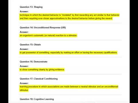 FREE PSYCHOLOGY AND STUDY GAMES ABOUT CHAPER 9VOCABULARY EXAM QUESTIONSActual Qs and Ans Expert