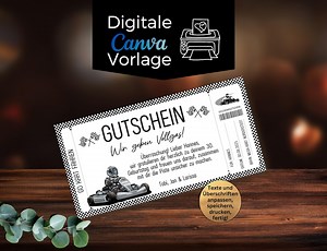 Gutschein Vorlage Go Kart fahren | Gutschein Kart fahren zum Ausdrucken | Gutschein zum Gestalten | Geschenkgutschein Erlebnisgutschein - Etsy.de