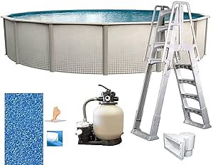 in The Swim 21' Round Above Ground Swimming Pool - Freestyle Package - Featuring: Sand Filter, Pump System and A-Frame Ladder