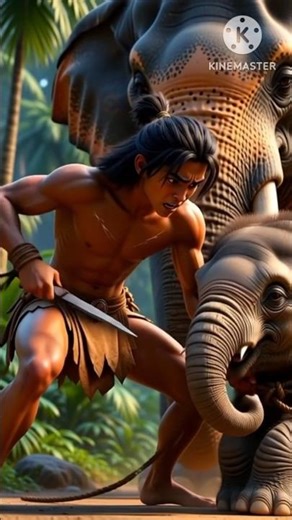 tarzan saves the elephant in forest from hunter #tarzanjungle #tarrzan #tarzanjungle