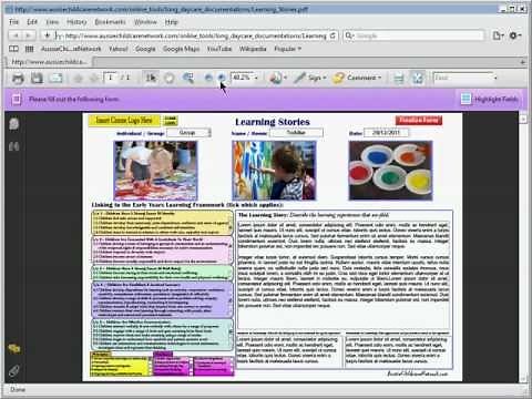 Part 11: EYLF Learning Stories: Sample and Completing Learning Stories online - Online EYLF Tools