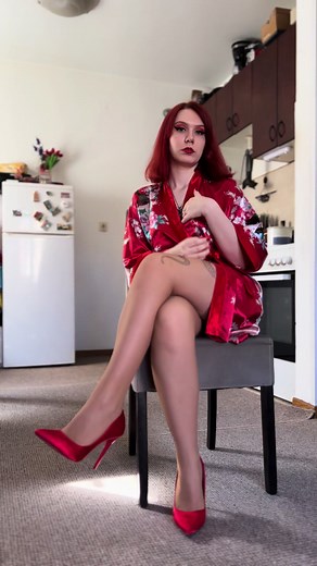 Stylish Red Pantyhose Fashion Look with Heels