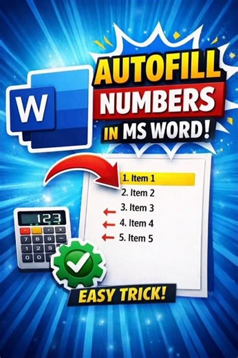 Why waste time typing 1, 2, 3… when Word can do it?”“Auto-fill numbers in Word like Excel #viral