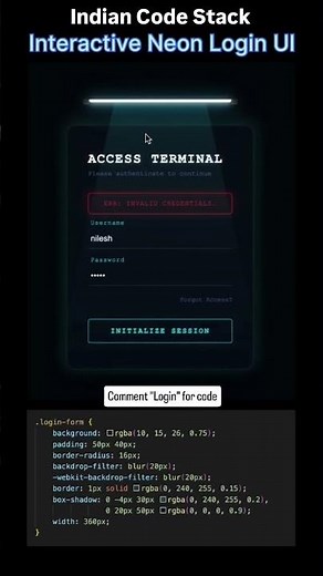 Create a Futuristic Neon Login UI ⚡🔐✨