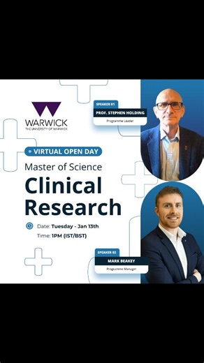 iheed on Instagram: "Interested in advancing your career in Clinical Research? Join our free live webinar to learn more about our upcoming Online Master of Science in Clinical Research, accredited by the University of Warwick. Date: Tuesday, 13th January Time: 1PM GMT Speakers: Prof. Stephen Holding, Programme Leader, Mark Beakey, Programme Manager, iheed You will also get the chance to hear from a student on the programme. Get a full overview of the programme, including modules, career outcomes