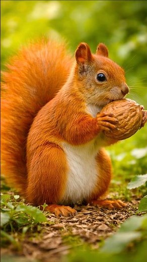 🐿️ 4K Cute Red Squirrel Eating | Relaxing Forest Wildlife Sounds for USA & Europe