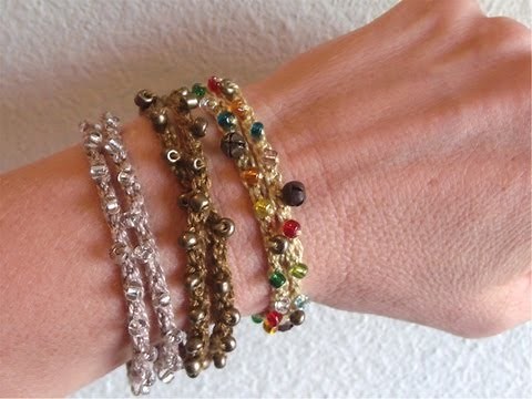 How to crochet a beaded bracelet or wrist band