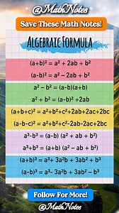 Algebraic Formulas Math Notes | Math Notes