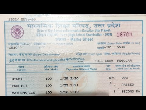 10th class marksheet details, certificate no, registration no, serial no.,up board