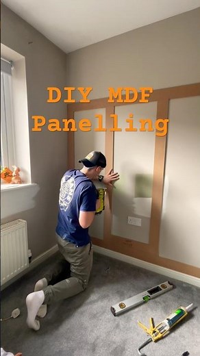 Using the Ryobi Airstrike Nailer to install some MDF strips #diy #ryobi #renovation #wood #panelling